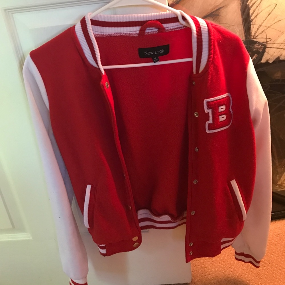 New Look red and white varsity jacket